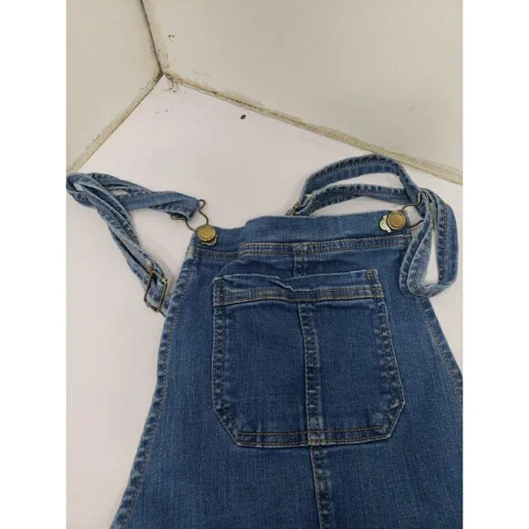 WAX JEAN Basic Denim Women's Distressed Blue Overalls 6 Pockets Size Medium - Picture 2 of 16